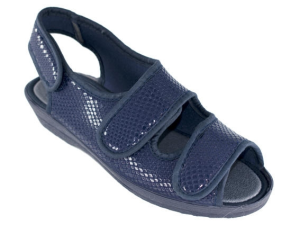 SANDALIA 3 VELCROS LYCRA ESPEJO AZUL