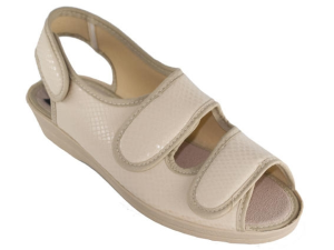 SANDALIA 3 VELCROS LYCRA ESPEJO BEIG