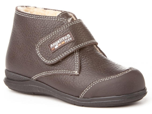 BOTA VELCRO PIEL PUNTERA FORRO BORREGUILLO CHOCOLATE