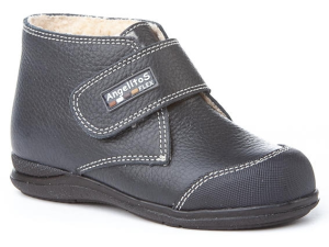 BOTA VELCRO PIEL PUNTERA FORRO BORREGUILLO MARINO