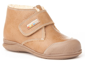 BOTA VELCRO PIEL PUNTERA FORRO BORREGUILLO TAUPE