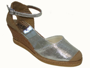 SANDALIA PULSERA LAMINADO YUTE TOSTADO PLATA