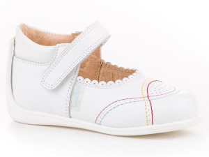 MERCEDITAS PIEL VELCRO BORDADO F. PIEL BLANCO