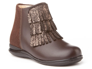 BOTIN PIEL Y AFELPADO FLECOS CHOCOLATE