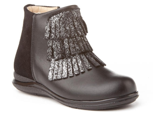 BOTIN PIEL Y AFELPADO FLECOS NEGRO