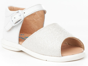 SANDALIA HEBILLA PIEL-GLITTER BLANCO