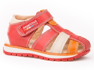 SANDALIA PIEL VELCRO ROJO