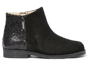 BOTIN CREMALLERA MIXTO SERRAJE LENTEJUELAS NEGRO