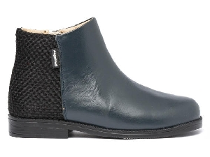 BOTIN CREMALLERA MIXTO PIEL TEXTIL MARINO