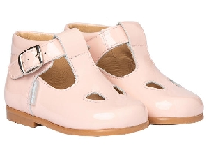 SANDALIA PIEL CHAROL HEBILLA ROSA