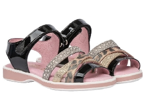 SANDALIA PIEL CHAROL VELCRO TIRAS FANTASIA NEGRO