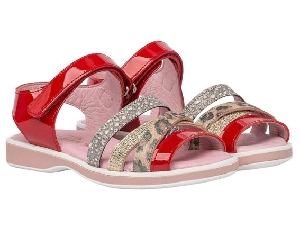 SANDALIA PIEL CHAROL VELCRO TIRAS FANTASIA ROJO