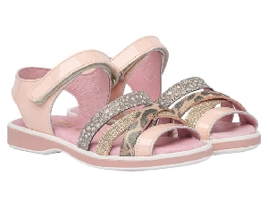 SANDALIA PIEL CHAROL VELCRO TIRAS FANTASIA ROSA