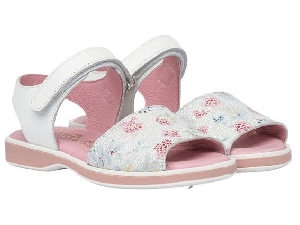 SANDALIA PIEL VELCRO PALA GRABADA BLANCO