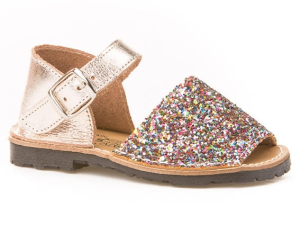 MENORQUINA TALON NAPA/GLITTER CORREA HEBILLA MULTICOLOR