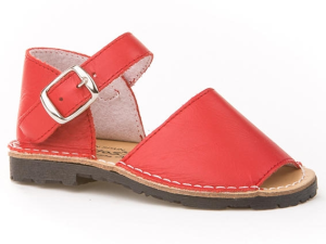 SAND.MENORQUINA PIEL TALON HEBILLA ROJO