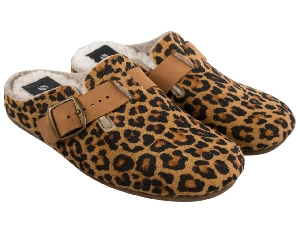 ZUECO HEBILLA FIELTRO LEOPARDO LEOPARDO