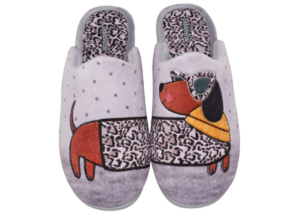 CHINELA SUAPEL TWIN "PERRITA" BORDADO GRIS